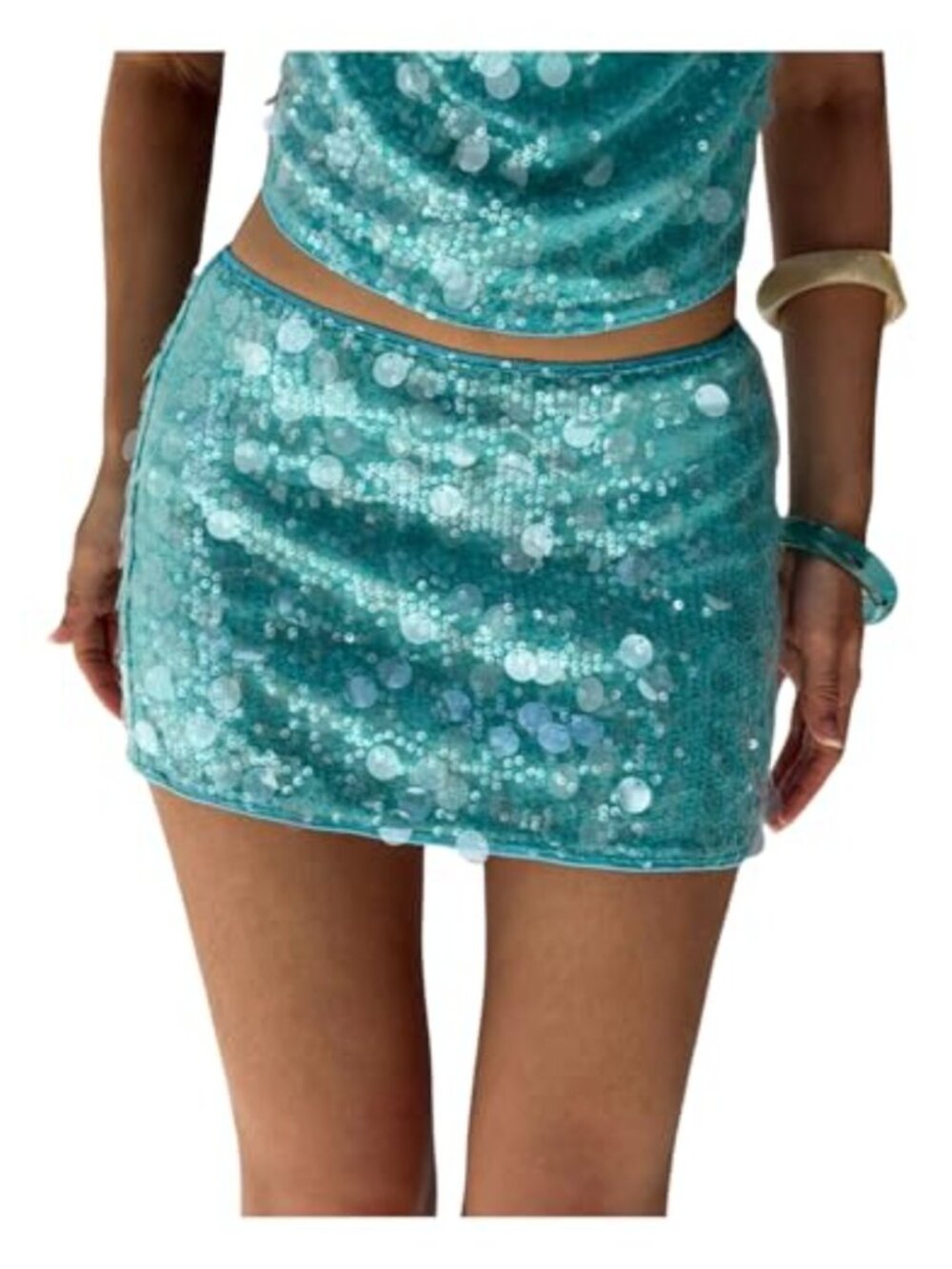 Sequin Drop Waist Bodycon Mini Dance Party Skirt